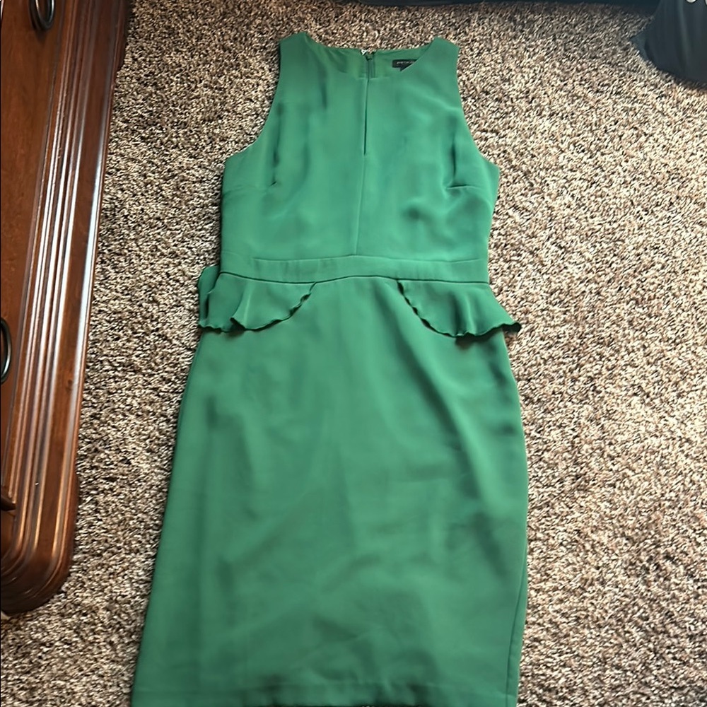 Ann Taylor Green Peplum Sheath Dress Midi